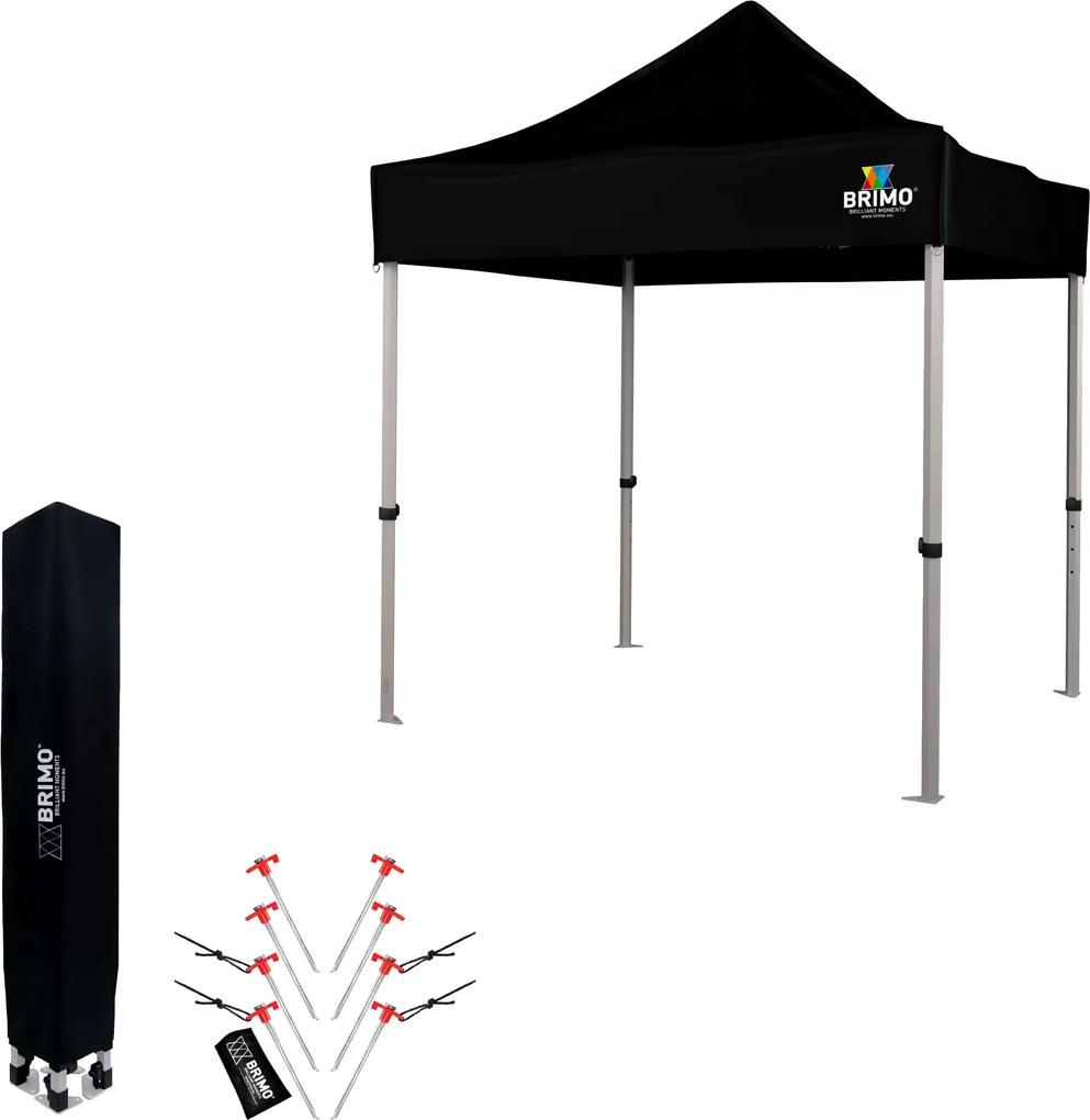 Cort de vânzare pliabil din aluminiu fără pereți | BRIMO Exclusive Alu 2x2 m - fără pereți - Negru