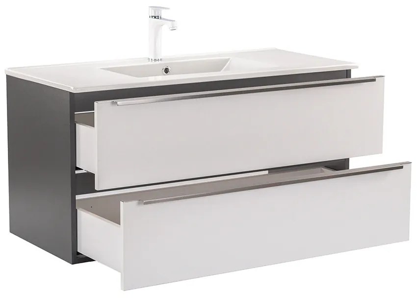 Dulap inferior Vario Trim 100 cu lavoar antracit-alb