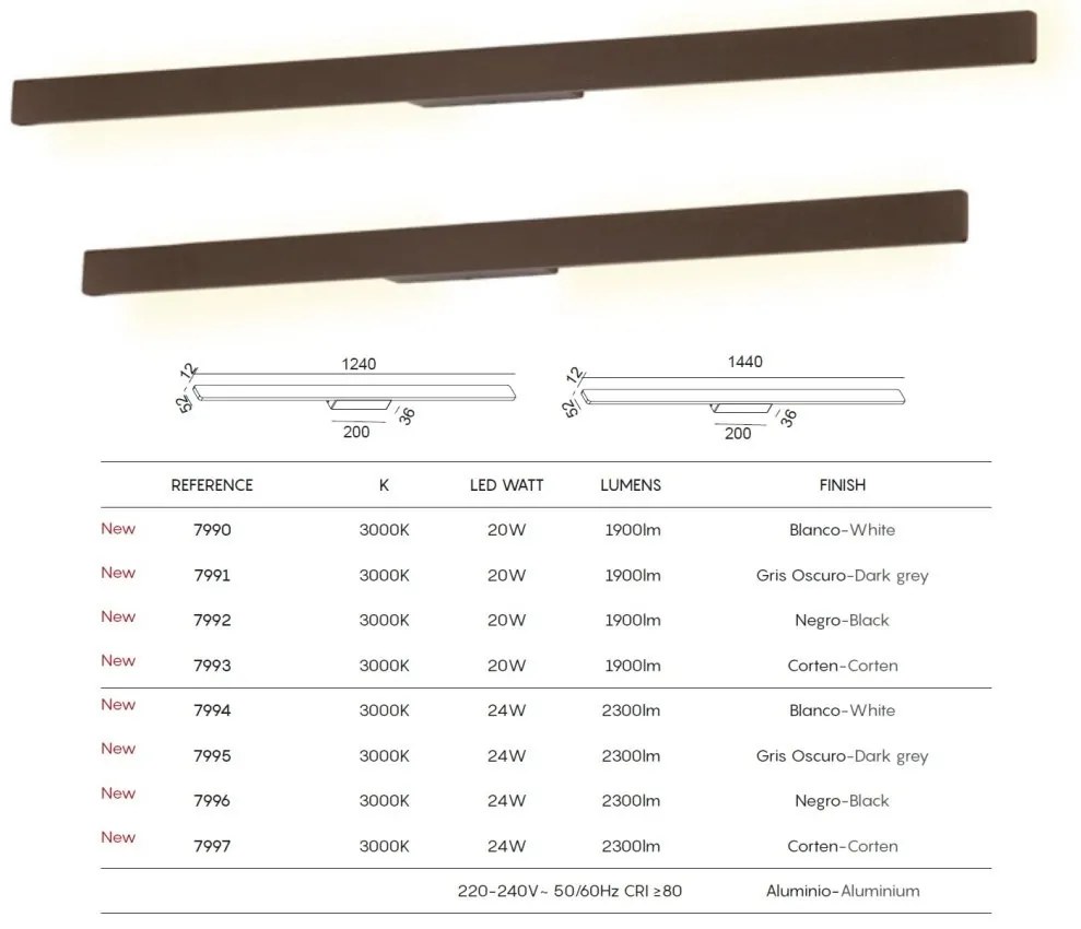 Aplica LED iluminat exterior liniar IP54 LOTUS 24W negru