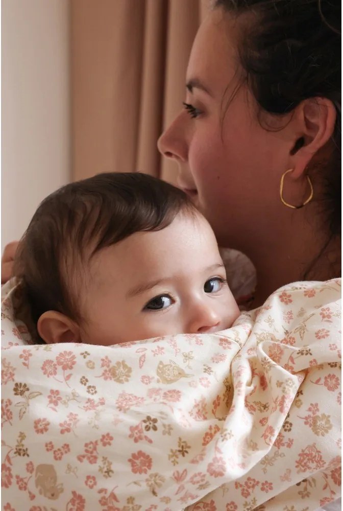 Lenjerie de pat pentru copii, bej din bumbac organic pentru pătuț 70x100 cm Augusta – Cam Cam Copenhagen