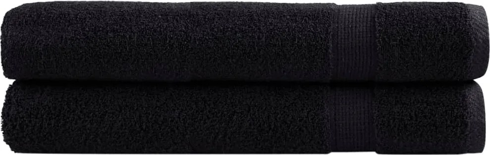 vidaXL Prosoape de saună premium SOLUND 2 buc. negru 80x200 cm 600 gsm