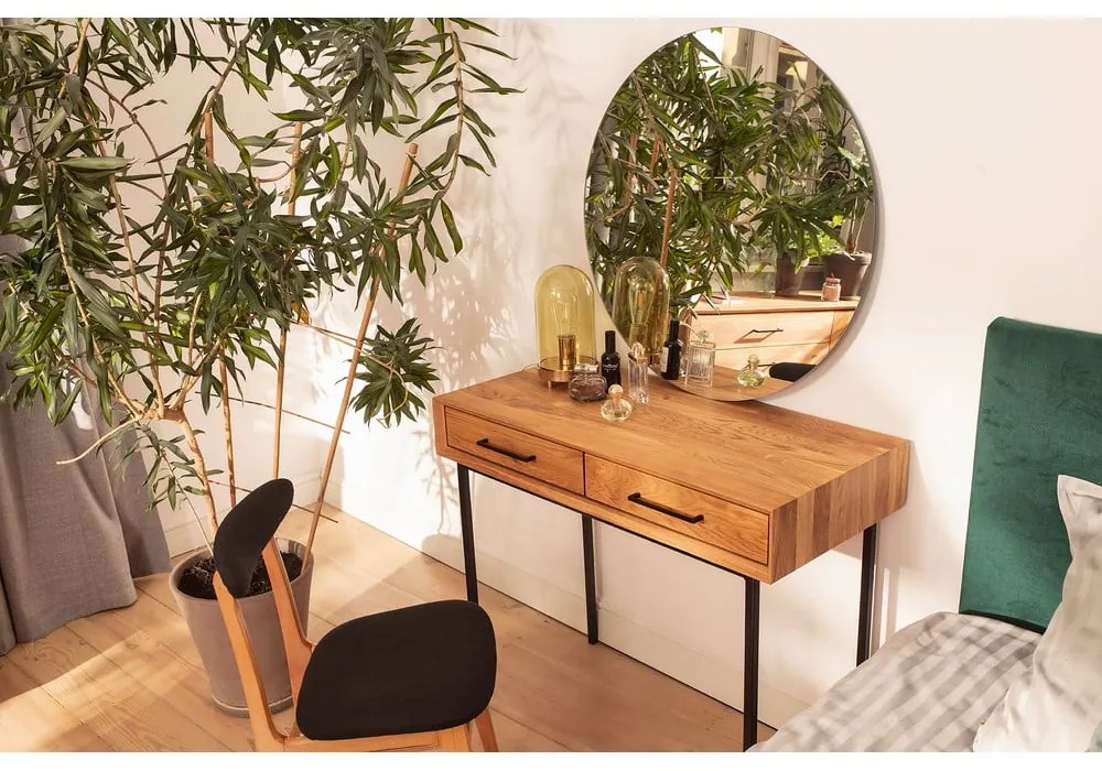 Masă de toaletă din lemn de stejar 97x45 cm Abies – The Beds