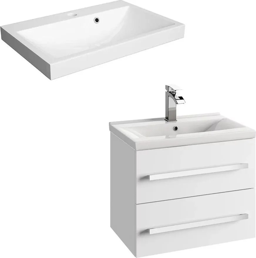 Set dulap baza suspendat Defra Granada alb cu lavoar compozit Olex 60