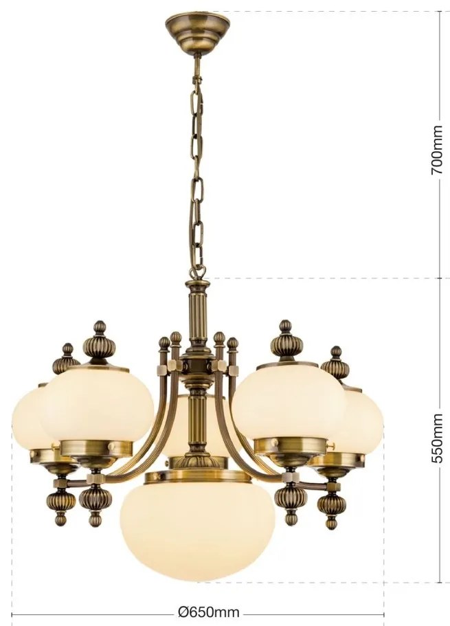 Lustra suspendata eleganta stil clasic Nostalgie 6L patina/ champagne