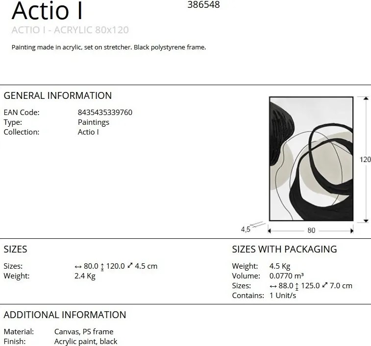 Tablou decoratiune perete Actio I 80x120cm
