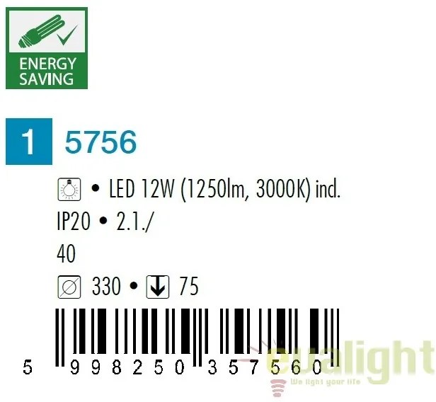 Plafoniera cu iluminat LED, diam. 33cm, Cody 5756 RX