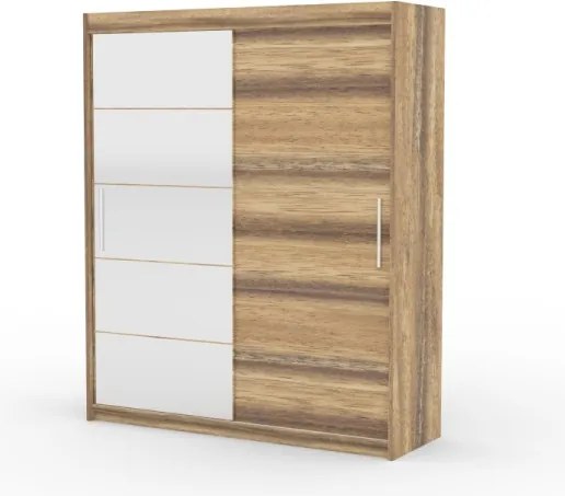 Dulap cu usi glisante si oglinda, 180x215 cm, Esti, ADRK Furniture (Culoare: Negru)