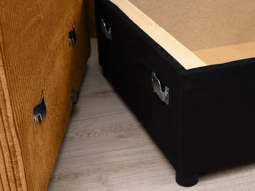 Canapea colt extensibila SMART COSARO mustar, cu colt bilateral + 2 perne CADOU