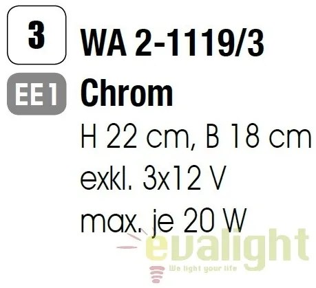 Aplica perete design elegant Alerio WA 2-1119/3 chrom OR