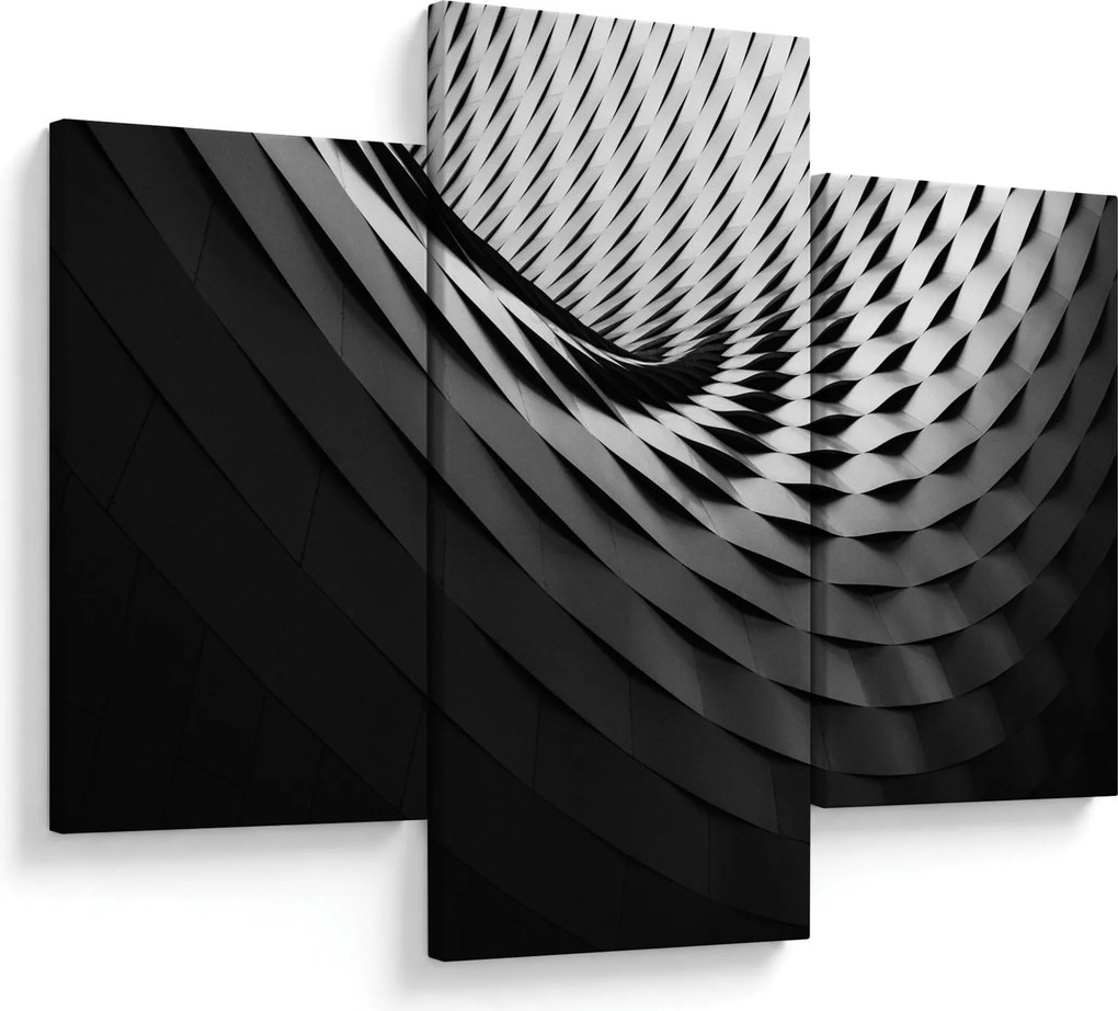 Tablou abstract - spirală alb neagră (90x60 cm)