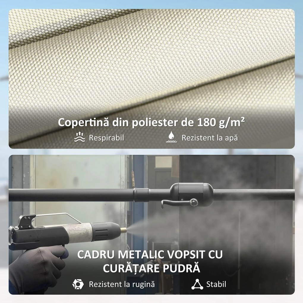 Outsunny Umbrelă Dublă de Grădină 3x1.5 m, Umbrelă de Exterior cu Sac de Nisip, Anti UV 50+, Bej | Aosom Romania