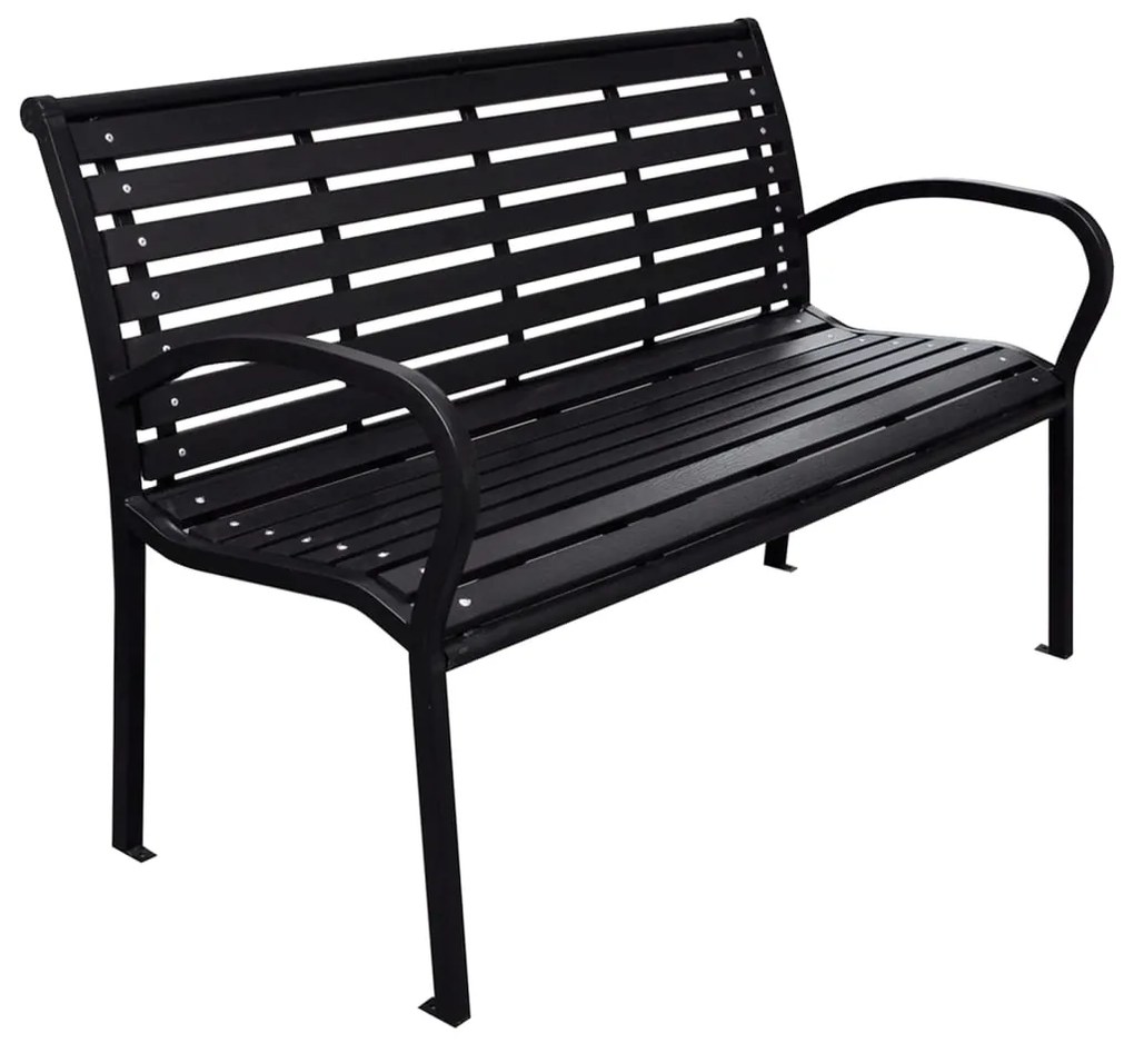 vidaXL Bancă de grădină, negru, 116 cm, oțel și WPC