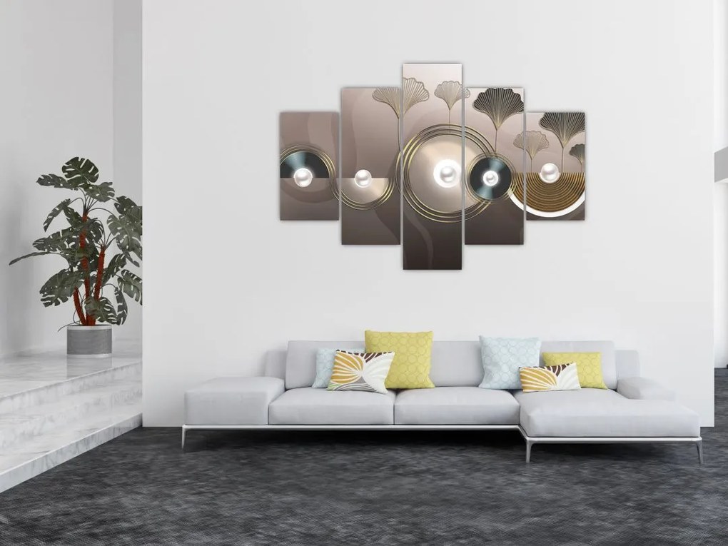 Tablou - Abstract maro-auriu (150x105 cm)