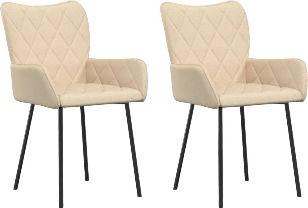 vidaXL Scaune de bucătărie, 2 buc., crem, material textil