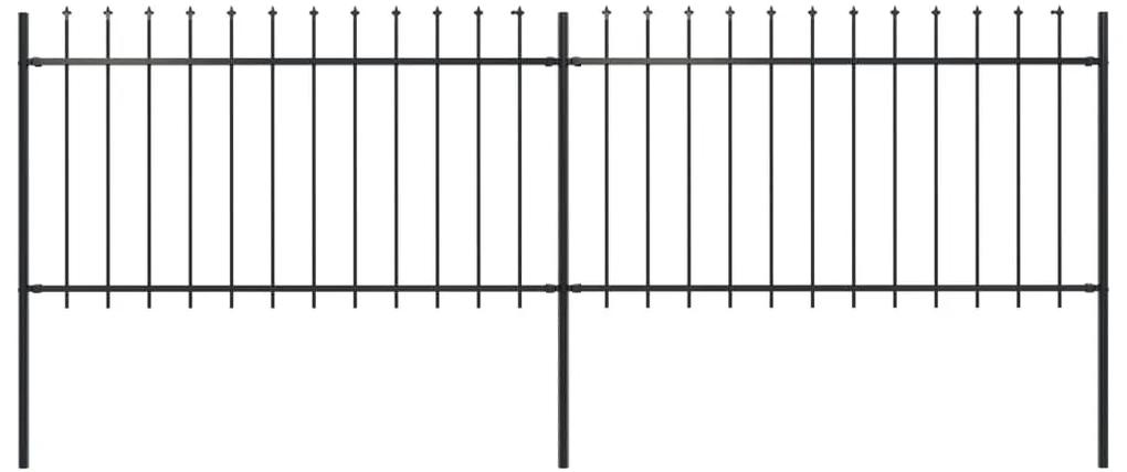 Gard de gradina cu varf sulita, negru, 3,4 x 1 m, otel 1, 1 m, 3.4 m