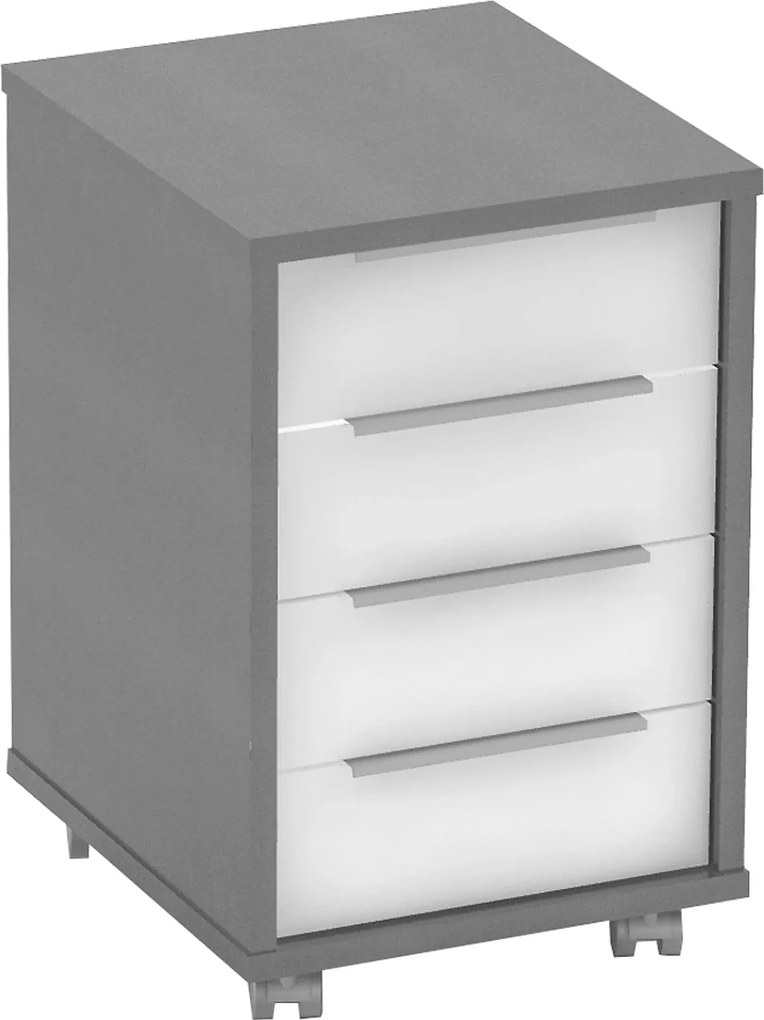 Comoda birou RIOMA NEW TYP 14, gri/alb, DTD laminat/metal, 43x48x67 cm
