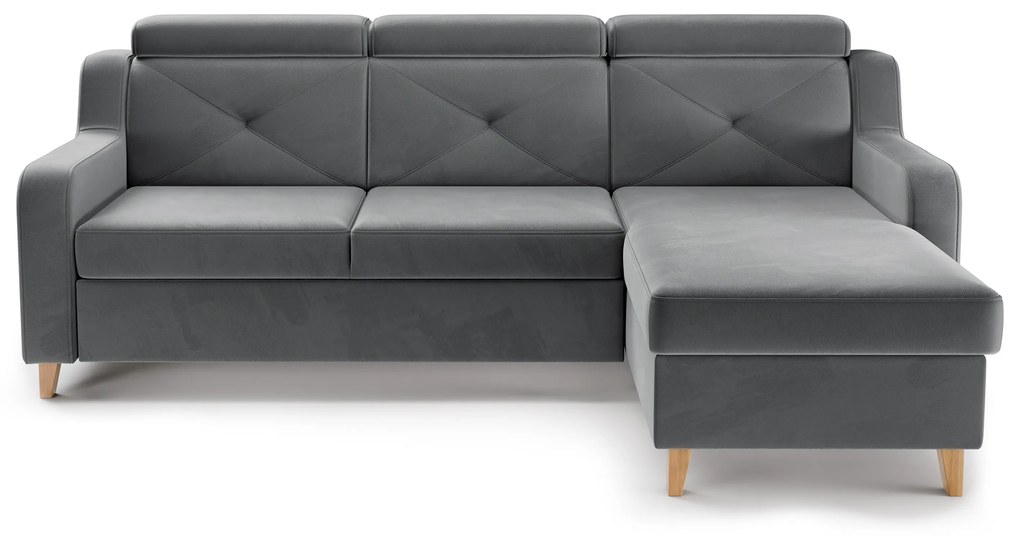 Colțar extensibil Laksaro pe dreapta - catifea gri Jasmine 96