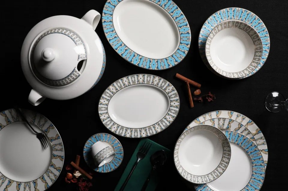 Serviciu de Masa BNKL68YT43010358, 68 Piese, Portelan Bone China