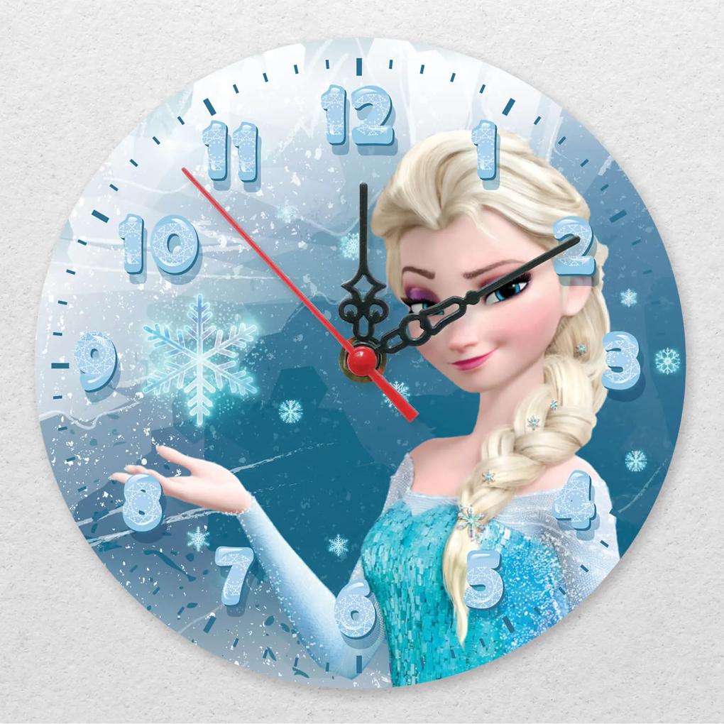 Ceas de perete - Frozen, Elsa pe fond albastru