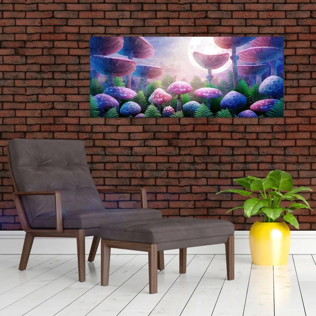 Tablou - Ciuperci sub lună plină (120x50 cm)