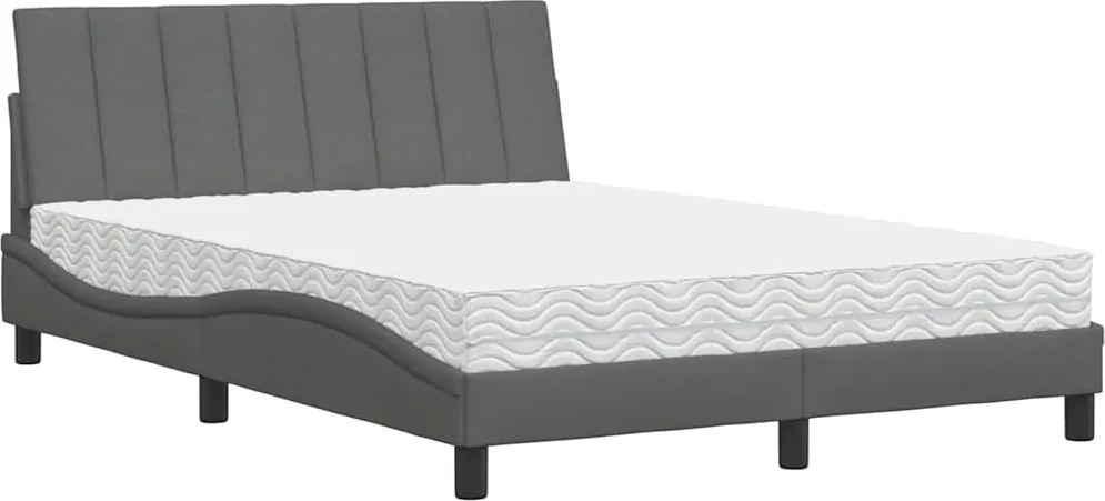 vidaXL Pat cu saltea, Hanko, gri închis, 120x200 cm, textil