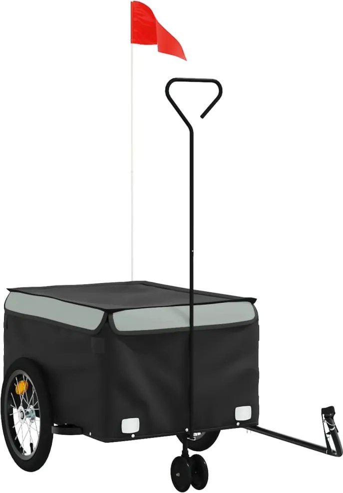 vidaXL Remorcă pentru biciclete, negru și gri, 45 kg, fier