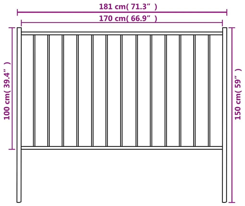 Panou de gard cu stalpi, negru, 1,7 x 1 m, otel 1, Negru, 1.7 x 1 m