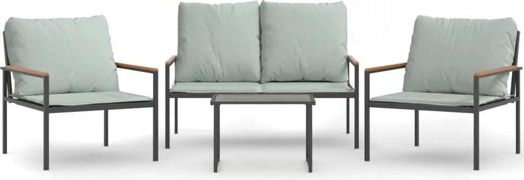 vidaXL Set mobilier de grădină, cu perne, antracit, 4 piese, oțel