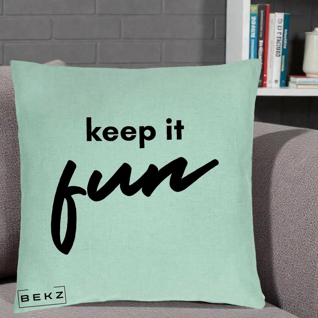 Perna Decorativa Keep It Fun, 40x40 cm, Verde Menta, Husa Detasabila, Perna Inclusa, BEKZ®