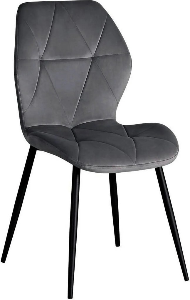 Scaun KEN, gri inchis/negru, stofa catifelata/metal, 47x55x87 cm