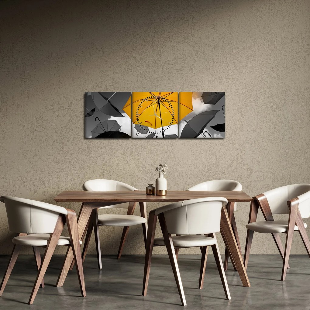 Tablou - Umbrelă galbenă (cu ceas) (90x30 cm)