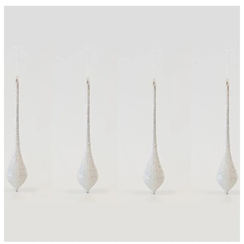 SET 4x ornament pentru pom de Crăciun 30 cm alb