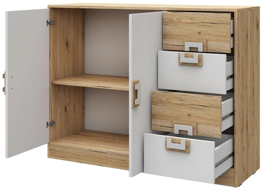 Mobilier cameră studenți Monella VI (stejar deschis + alb) . 1104469