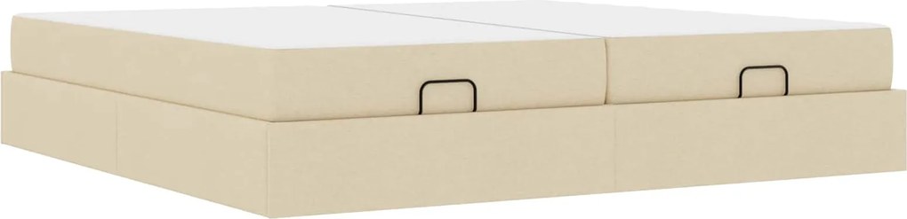 vidaXL Cadru de pat cu saltea cu saltea 2 pcs Crem țesătură