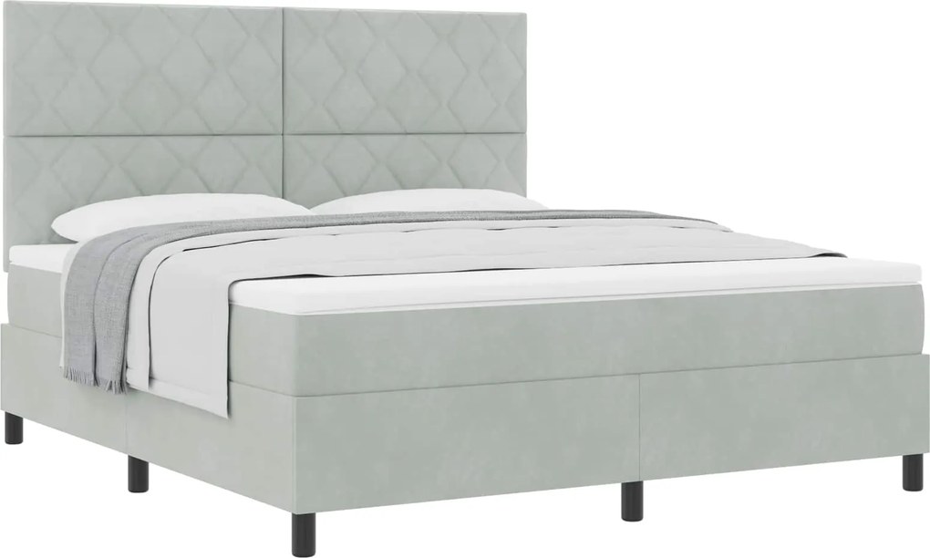 vidaXL Pat cu arcuri cu saltea Gri deschis 180 x 200 cm Catifea