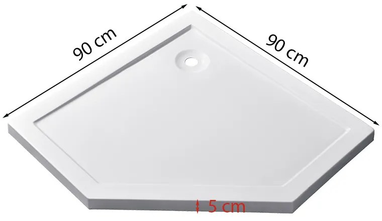 Celtic 90x90 cm cabină de duș pentagonală cu tavă de duș negru