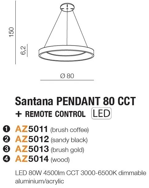Lustra LED cu telecomanda design circular SANTANA 80 CCT GO