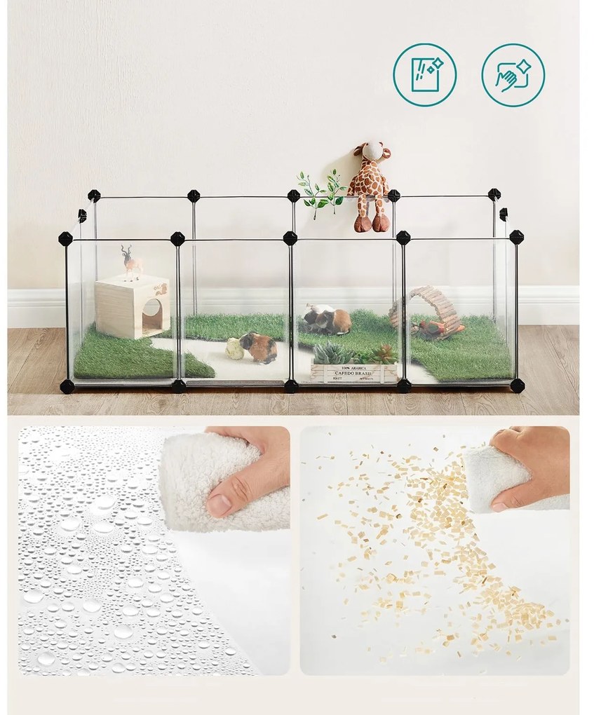 SongmicsHome Țarc pentru animale mici din plastic transparent BEN, 125x63x42 cm, transparent
