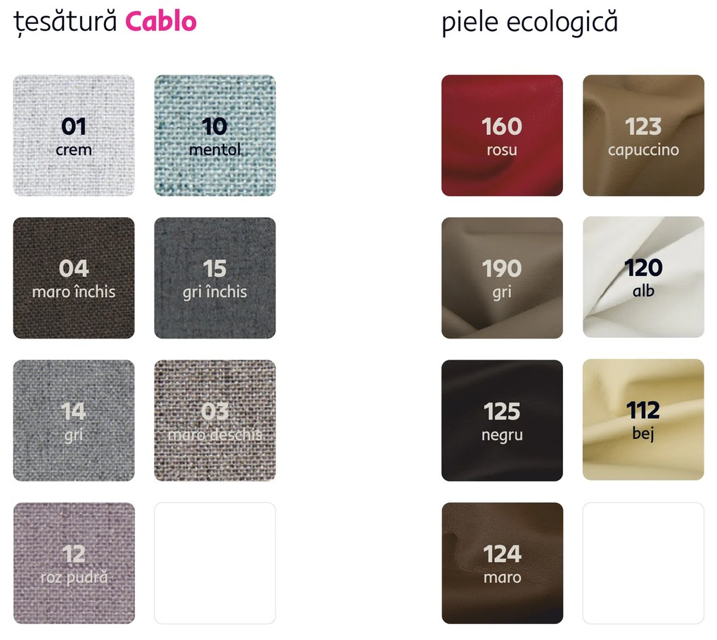 Colţar în formă de U, piele ecologică neagră, model stânga, BITER U