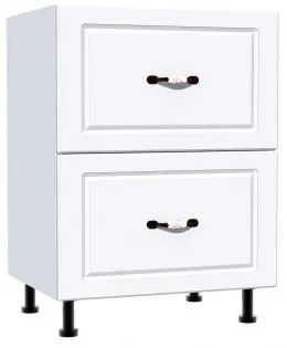Corp inferior 60 cu 2 sertare metalice greutate Zebra MDF alb