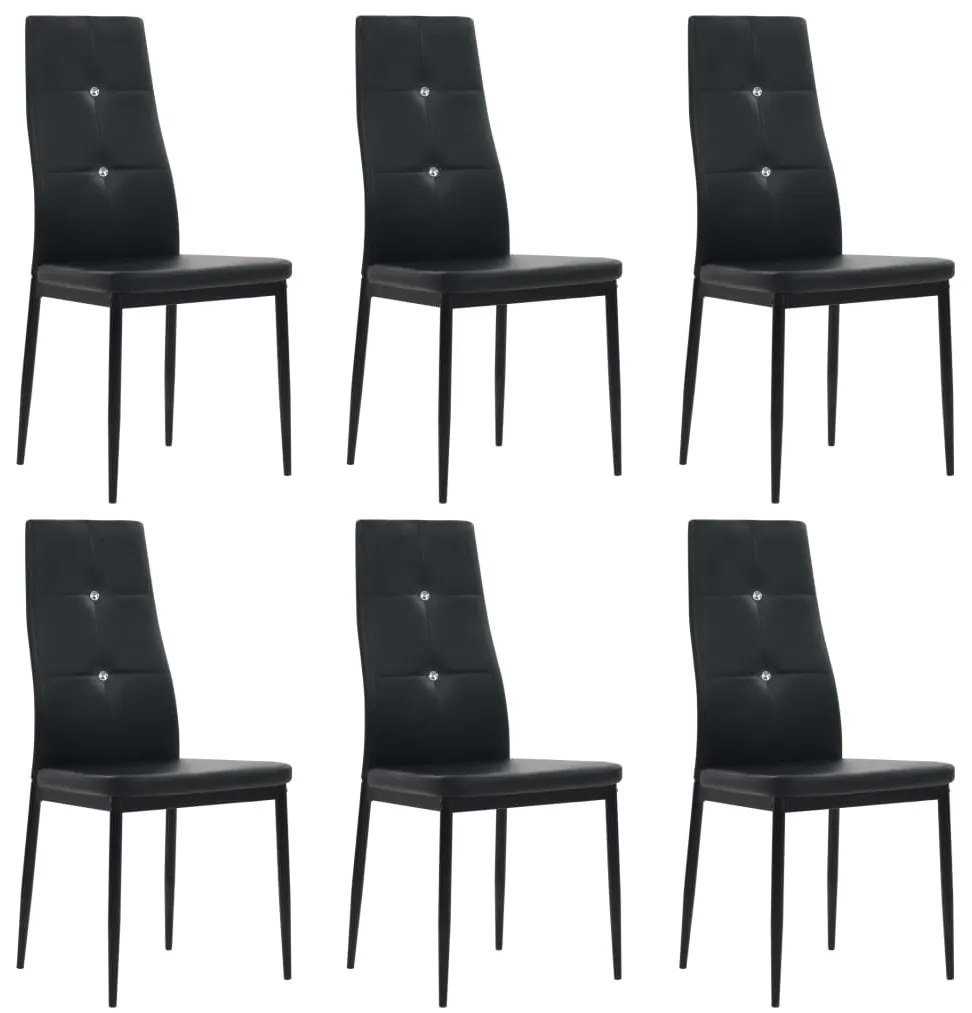vidaXL Scaune de sufragerie, 6 buc., negru, piele ecologică