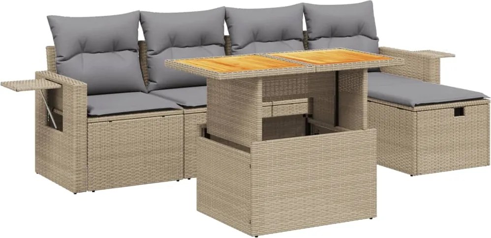 vidaXL Set canapele de grădină cu perne, 6 piese, bej, poliratan