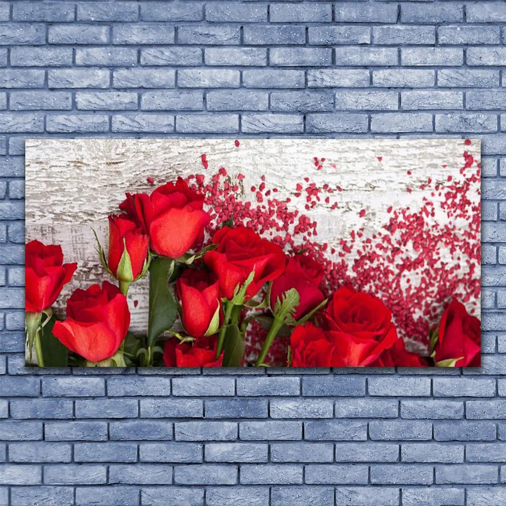 Tablou pe panza canvas Trandafiri Floral Roșu Verde