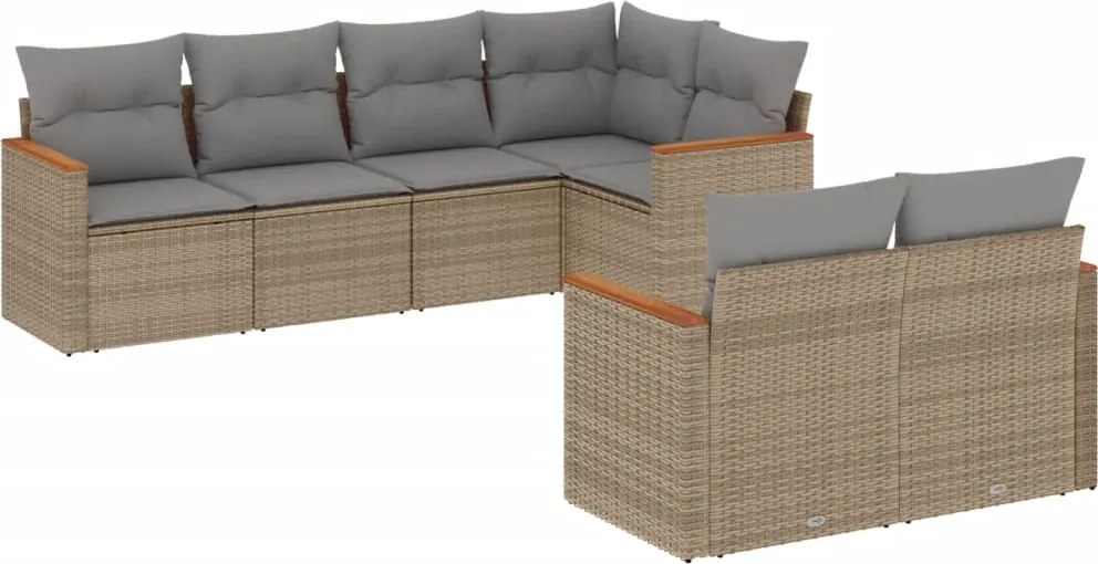vidaXL Set canapele de grădină, 7 piese, cu perne, bej, poliratan