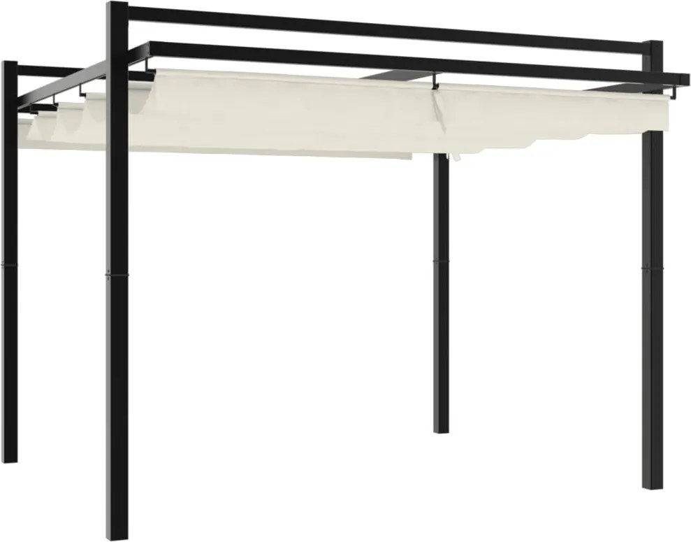 vidaXL Foișor de grădină acoperiș retractabil crem 3x3 m aluminiu