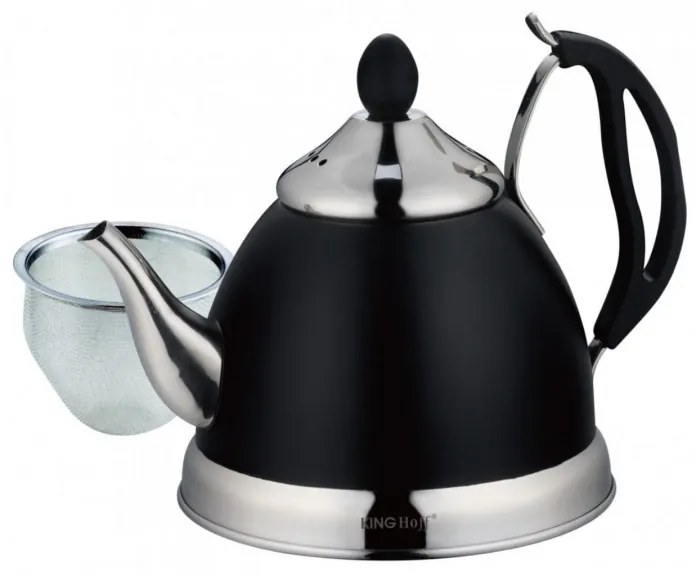 Ceainic cu infuzor Kinghoff KH 1538, 1L, Inox, Negru/Argintiu