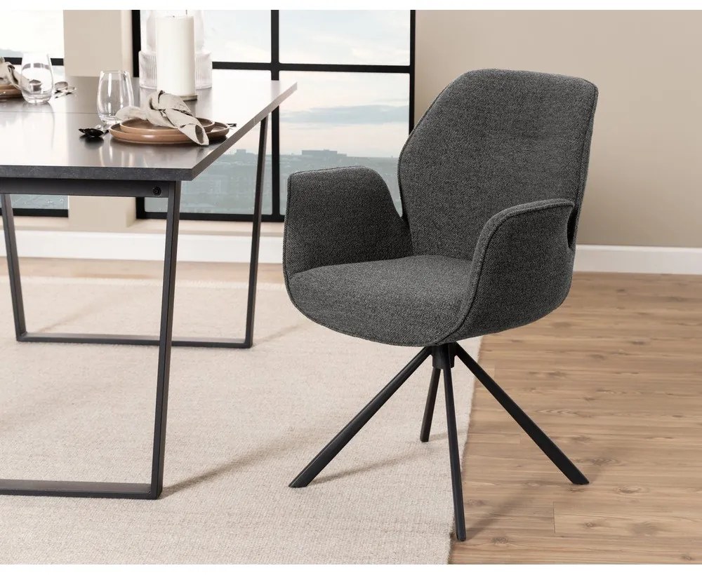 Scaun de sufragerie gri închis tapițat Aura – Actona