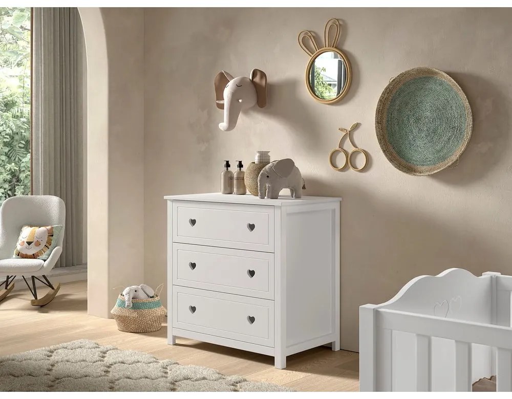 Comodă de copii albă 90x89x57 cm Amori – Vipack