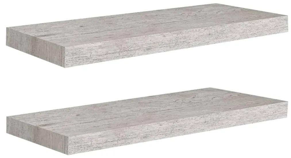 326598 vidaXL Rafturi perete suspendate, 2 buc., gri beton 60x23,5x3,8 cm MDF