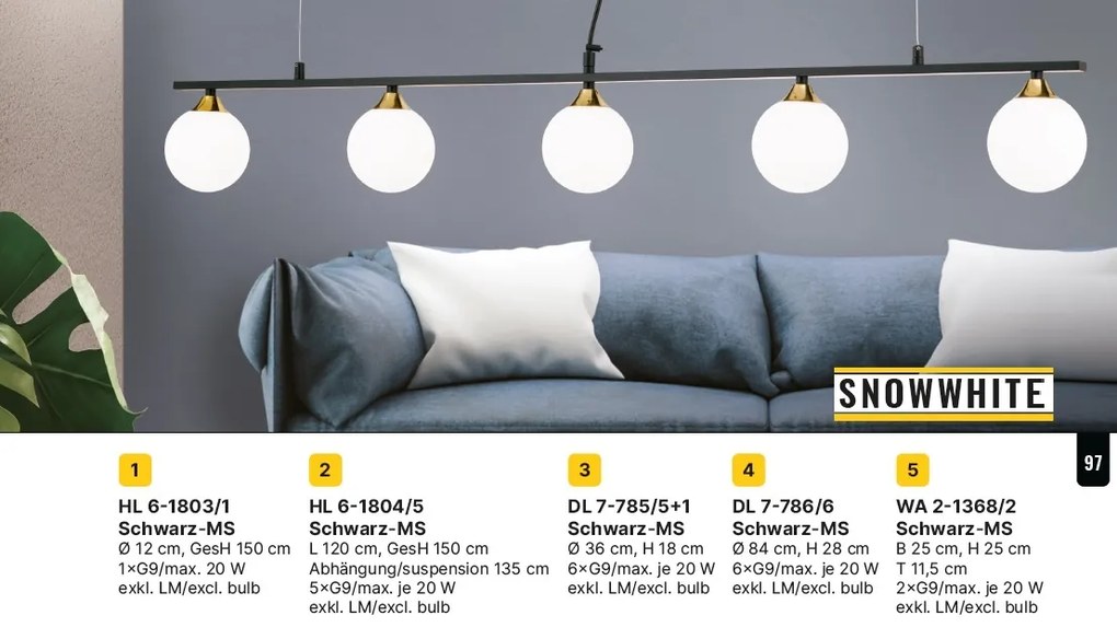 Aplica de perete design modern SNOWWHITE negru/auriu